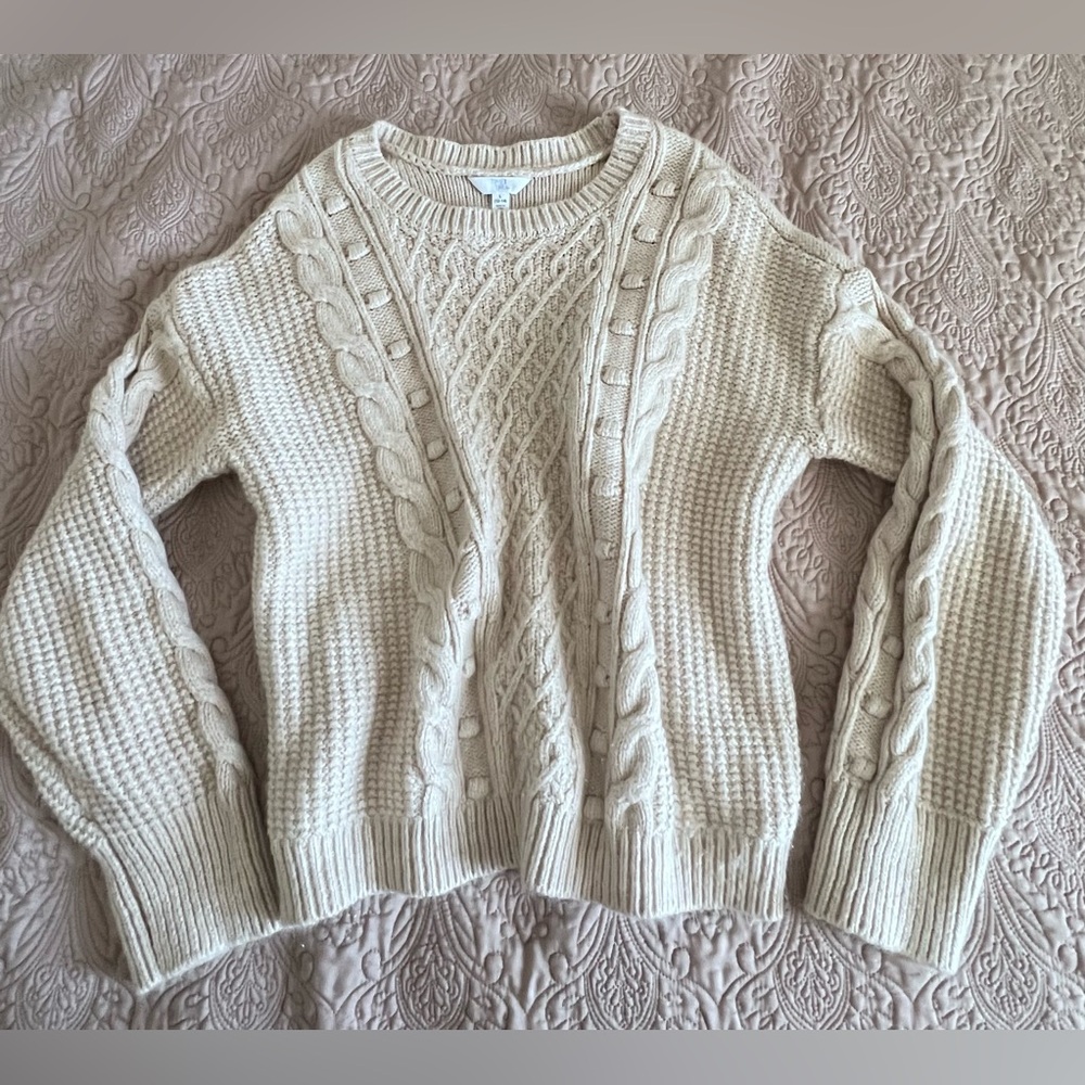 Tru Cozy Cable Knit Sweater - Cream